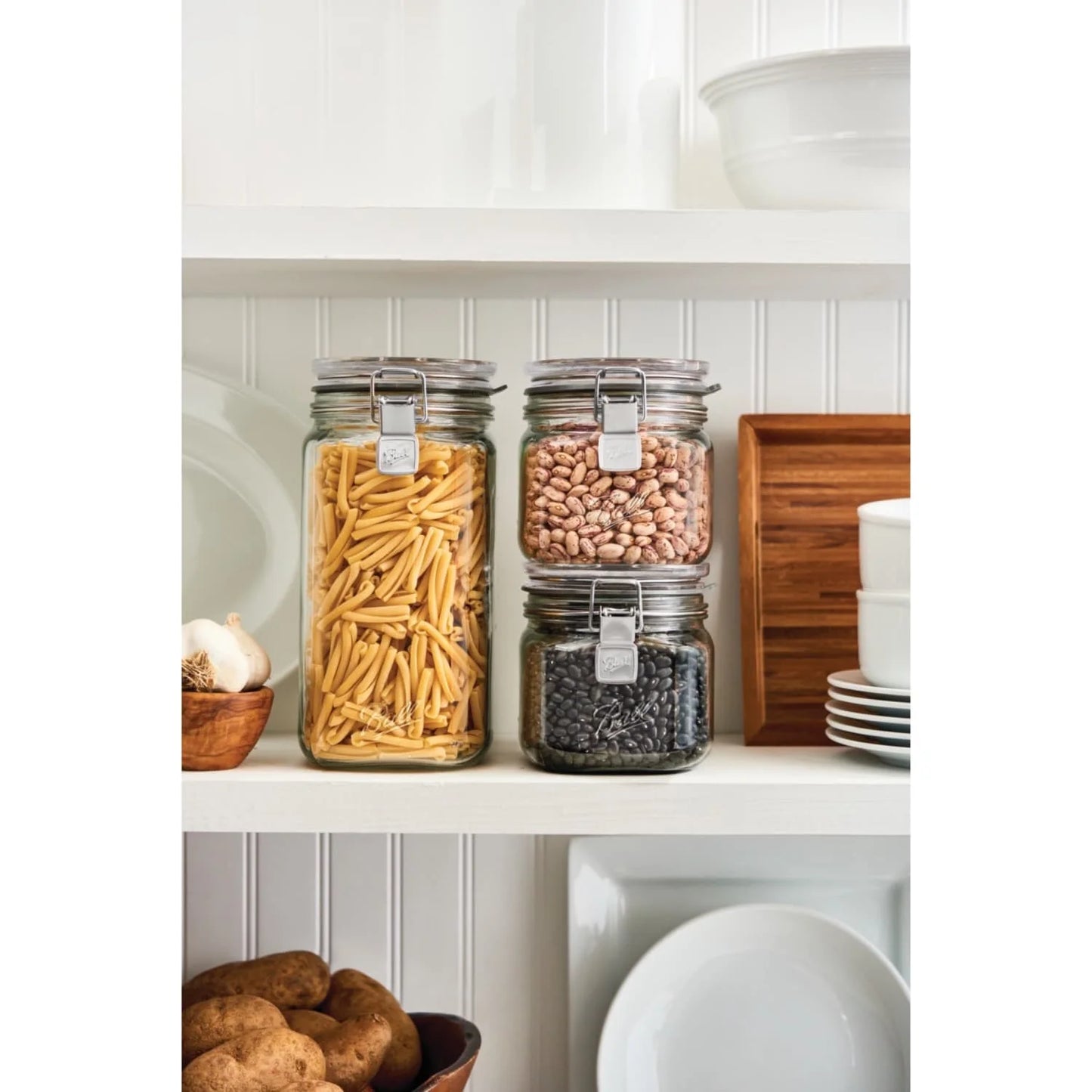 Latch Jars, Glass Storage Jars, 3-Pack
