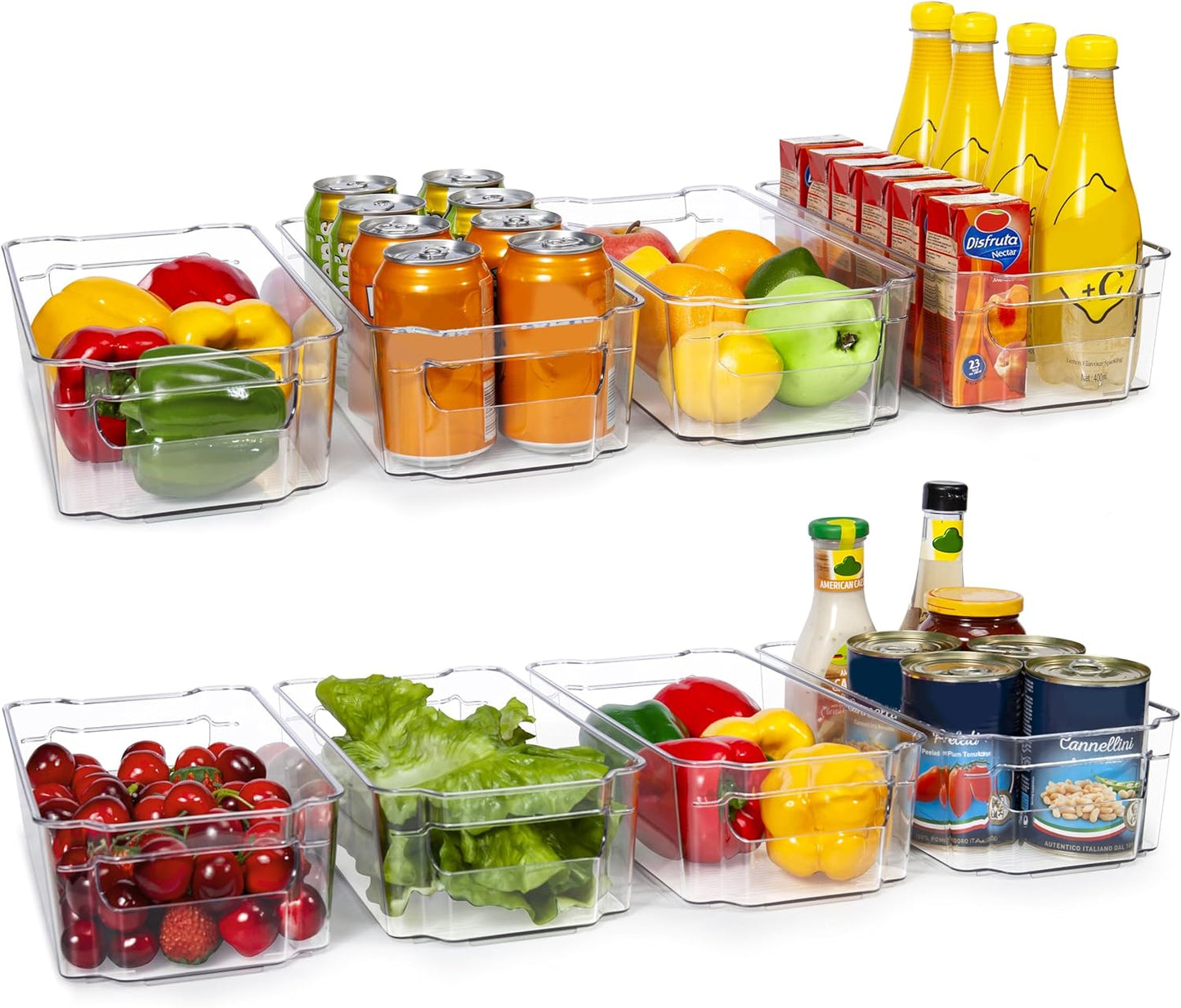 Refrigerator Organizers and Storage - 8Pcs Clear Plastic Bins for Fridge, Freezer, Kitchen Cabinet, Pantry Organization, BPA Free Fridge Organizer, 12.5" Long, Clear