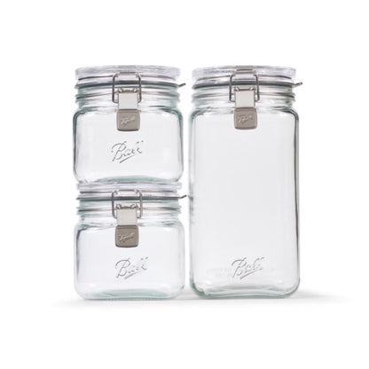 Latch Jars, Glass Storage Jars, 3-Pack