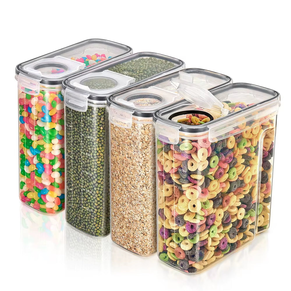 Clear Plastic Cereal Dispenser Airtight Food Storage Containers with Pour Spout Kitchen Pantry Organization 17 Cups
