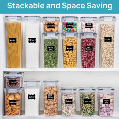 Airtight Food Storage Containers Set, 38Pcs Plastic Kitchen and Pantry Organization Canisters, Black